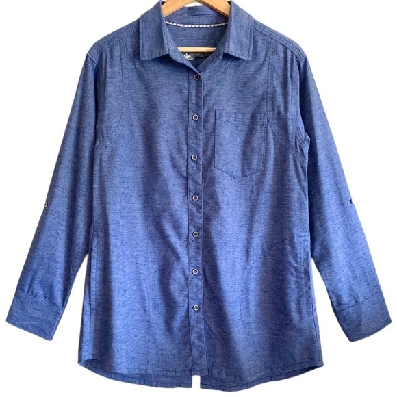 PRANA Hemp Blend Preppy Minimalist Sustainable Button Down Aster Tunic Sz S NWT - Picture 2 of 12